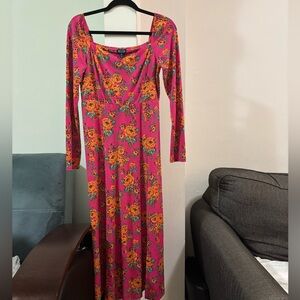 Vibrant Floral Long Sleeve Dress